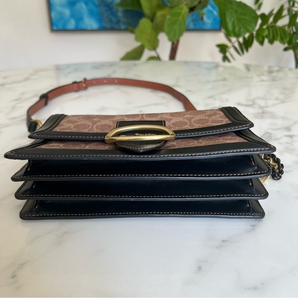 Coach 1941 Riley Top Handle 22 Signature Canvas Brass Tan Black 73937 Crossbody - Picture 8 of 16